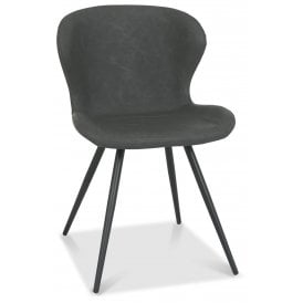 Arlo - Olive Vintage Faux Leather Chair with Black Legs (Pair)