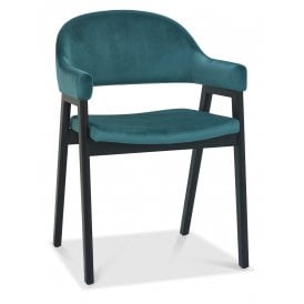 Camden Peppercorn Dining Chair in Azure Velvet (Pair)