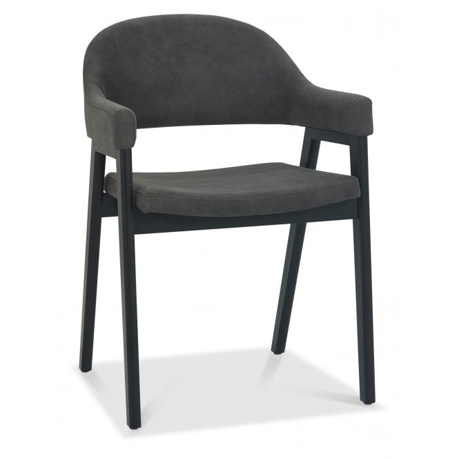 Bentley Designs Camden Peppercorn Dining Chair in Dark Grey Fabric (Pair)