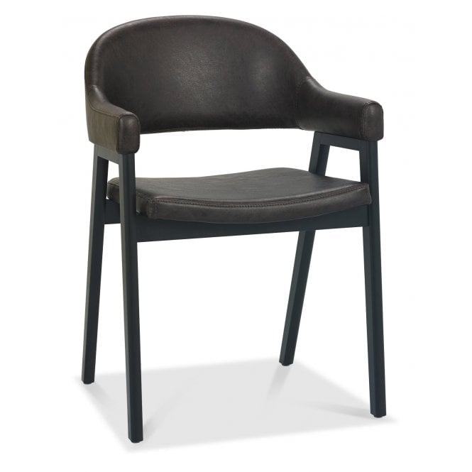 Bentley Designs Camden Peppercorn Upholstered Dining Chair in Old West Vintage Faux Leather - (Pair)