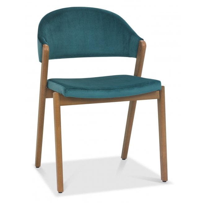 Bentley Designs Camden Rustic Oak Dining Chair in Azure Velvet (Pair)