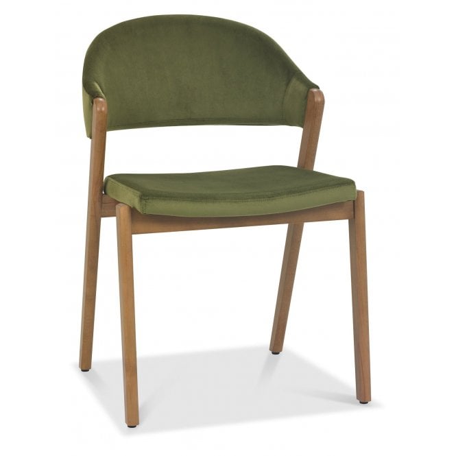 Bentley Designs Camden Rustic Oak Dining Chair in Cedar Velvet (Pair)