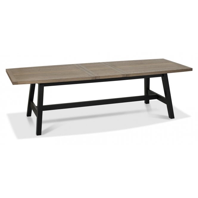 Bentley Designs Camden Weathered Oak & Peppercorn Large Extending Table - 6-8 Seater