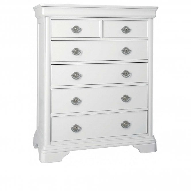 Bentley Designs Chantilly White Tall 2+4 Drawer Chest