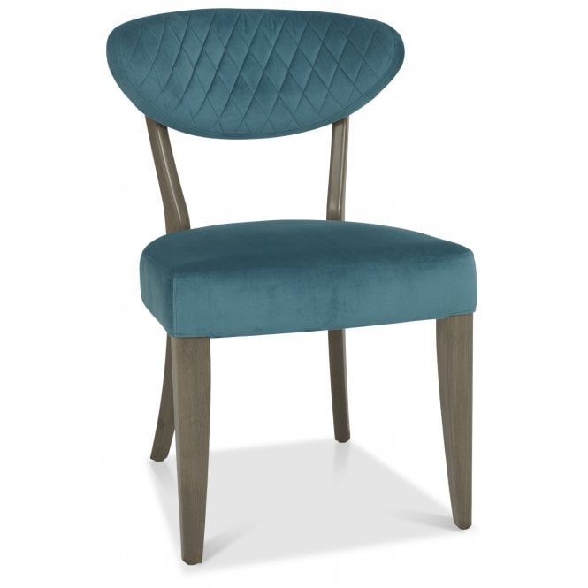 Bentley Designs Ellipse Fumed Oak Upholstered Chair - Azure Velvet Fabric (Pair)