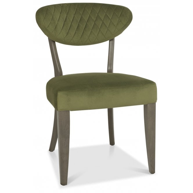 Bentley Designs Ellipse Fumed Oak Upholstered Chair - Cedar Velvet Fabric (Pair)