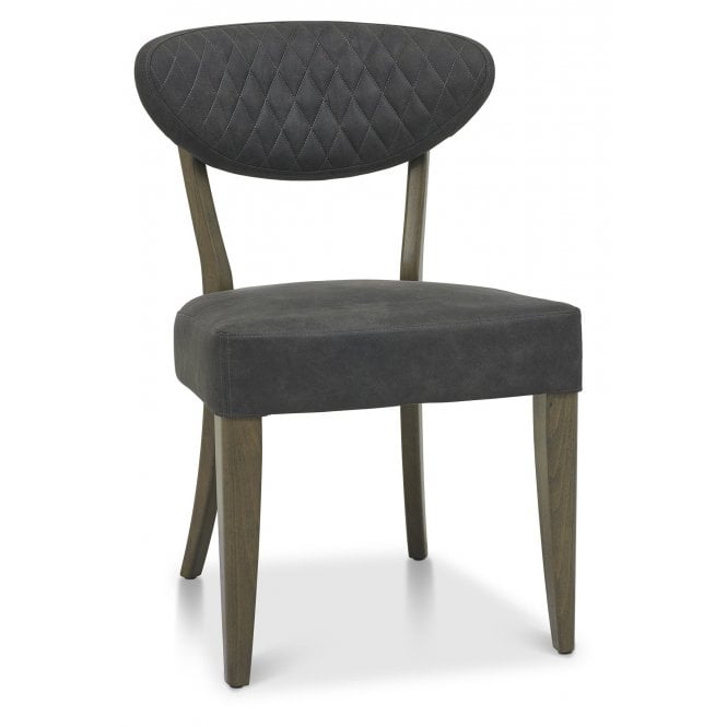 Bentley Designs Ellipse Fumed Oak Upholstered Chair - Dark Grey Fabric (Pair)