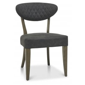 Ellipse Fumed Oak Upholstered Chair - Dark Grey Fabric (Pair)