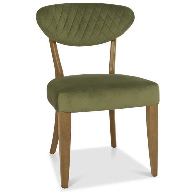 Bentley Designs Ellipse Rustic Oak Upholstered Chair - Cedar Velvet Fabric (Pair)