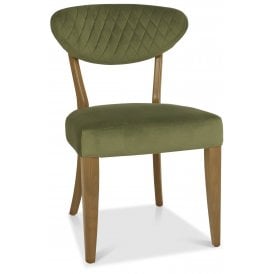 Ellipse Rustic Oak Upholstered Chair - Cedar Velvet Fabric (Pair)