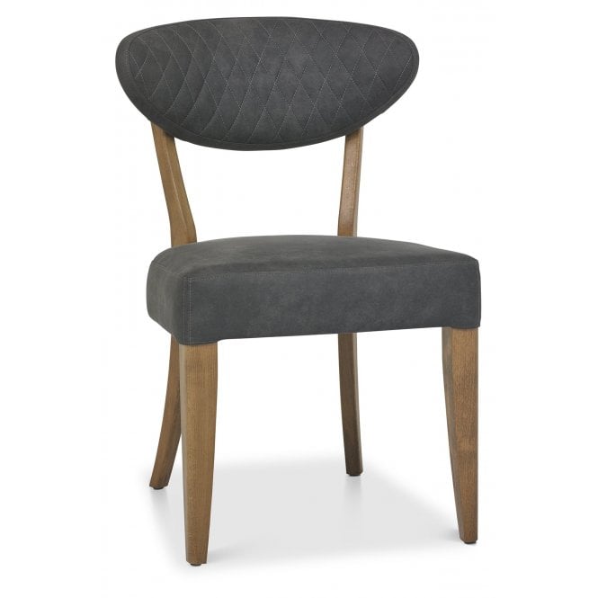 Bentley Designs Ellipse Rustic Oak Upholstered Chair - Dark Grey Fabric (Pair)