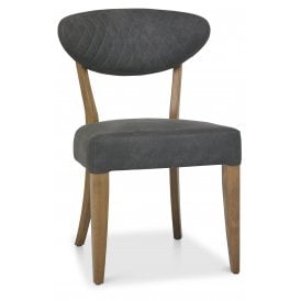 Ellipse Rustic Oak Upholstered Chair - Dark Grey Fabric (Pair)