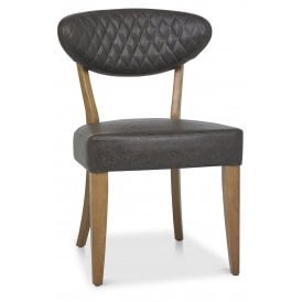 Ellipse Rustic Oak Upholstered Chair - Old West Vintage (Pair)