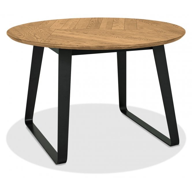 Bentley Designs Emerson Rustic Oak & Peppercorn 4 Seater Circular Dining Table