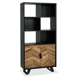 Tall Rustic Oak Display Cabinet