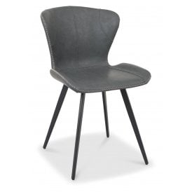 Garcia - Dark Grey Vintage Faux Leather Chair with Black Legs (Pair)