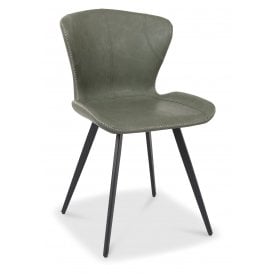 Garcia - Olive Vintage Faux Leather Chair with Black Legs (Pair)