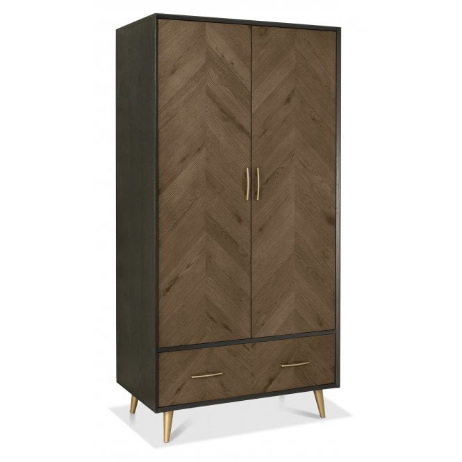 Bentley Designs Sienna 2 Door Wardrobe - Fumed Oak & Peppercorn