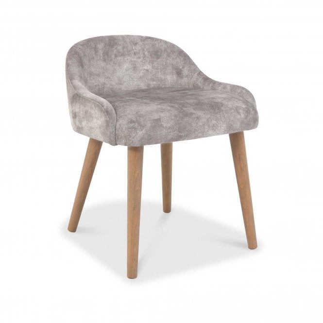Bentley Designs Vega Knotty Oak & Weathered Oak Stool - Pearl Velvet Fabric