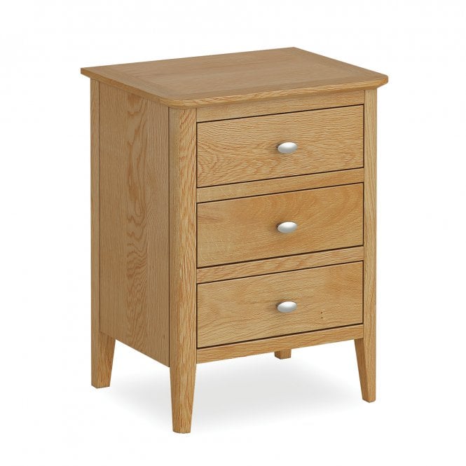 Beverley Oak 3 Drawer Bedside