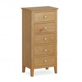  Beverley Oak 5 Drawer Tallboy