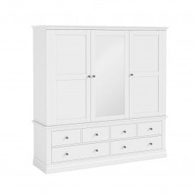 Brittany Triple Wardrobe With 6 Drawers - Painted