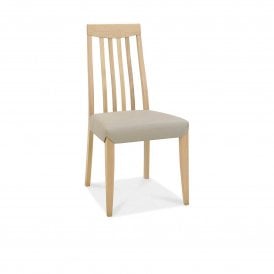 Brogan Oak Slat High Back Chair - Grey Bonded Leather (Pair)