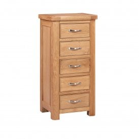 Oak Tall 5 Drawer Chest