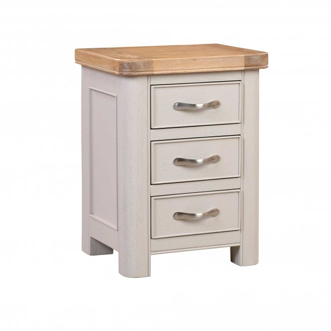 Charnwood Painted 3 Drawer Bedside Chest With Oak Top