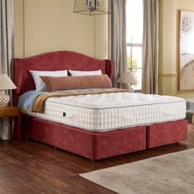 Ruby with a Woodburn headboard and TE Deep base in Lovely Madder