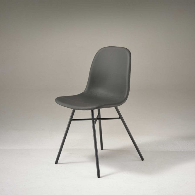 HND Uk Flavia Grey Faux Leather Chair - Grey Frame