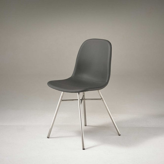 HND Uk Flavia Grey Faux Leather Chair - Stainless Frame