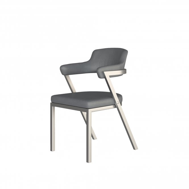 HND Uk Freya Grey Faux Leather Chair - Brushed Frame