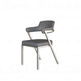 Freya Grey Faux Leather Chair - Brushed Frame