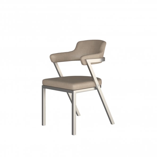 HND Uk Freya Taupe Faux Leather Chair - Brushed Frame