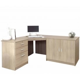 Home office corner desk in Sandstone