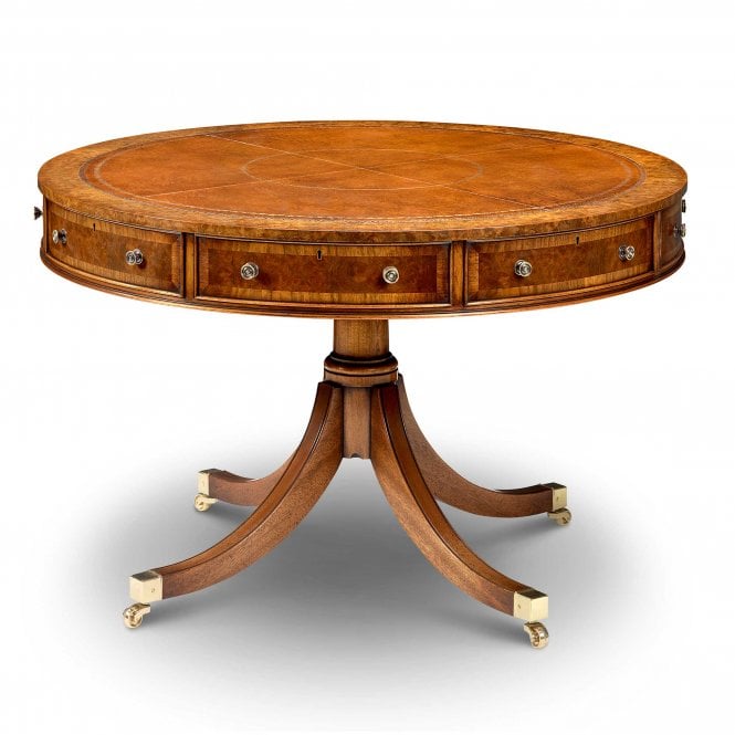 Iain James 8 Drawer Circular Drum Table With Skiver Top - AMC404