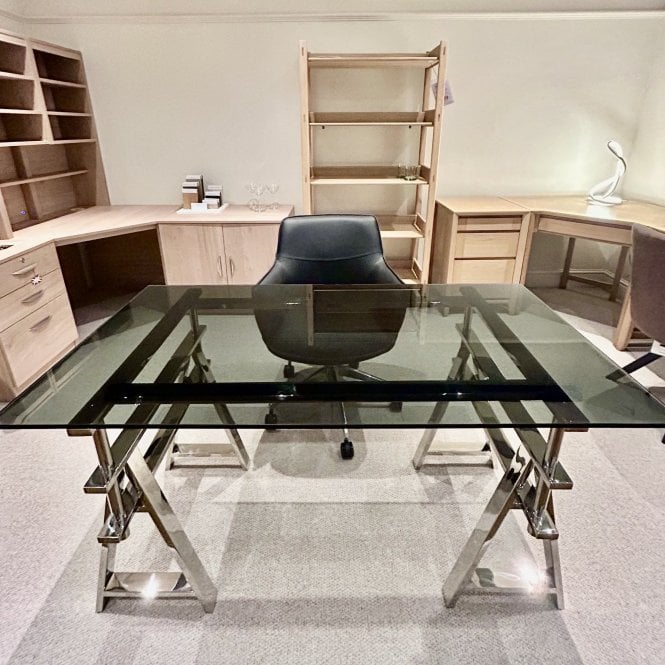 Kesterport Oxford Glass Desk & Barley Desk Chair - Clearance