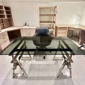 Oxford Glass Desk & Barley Desk Chair - Clearance