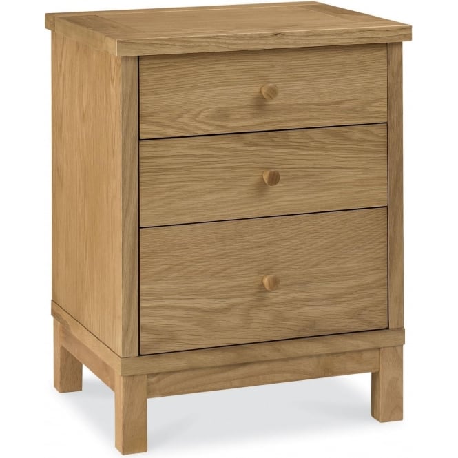 Minerva Atlantic 3 Drawer Bedside Chest - Oak