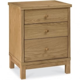 Atlantic 3 Drawer Bedside Chest - Oak