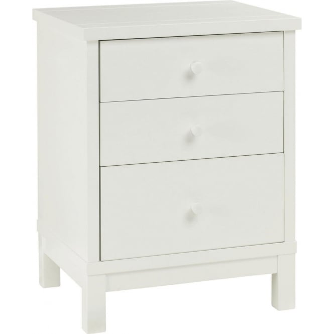 Minerva Atlantic 3 Drawer Bedside Chest - White