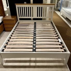 Hamilton Bed Frame Two Tone Light Grey and Oak - King Size - Clearance