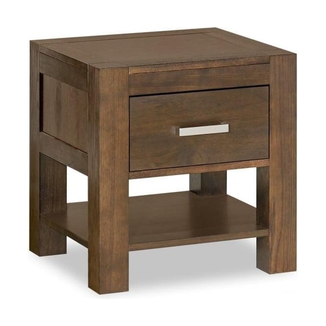 Minerva Walnut 1 Drawer Bedside Chest - Rustic Wood