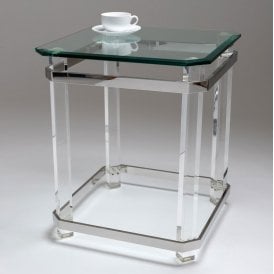 Beaumont Clear Glass Square Lamp Table