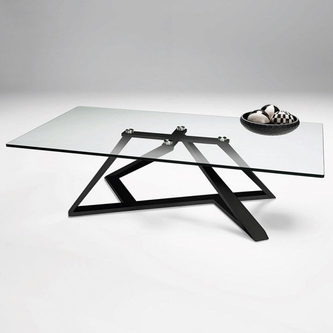 Nord Constance Clear Glass Rectangular Coffee Table With Black Frame