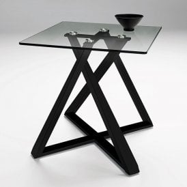 Black Frame Glass Lamp Table
