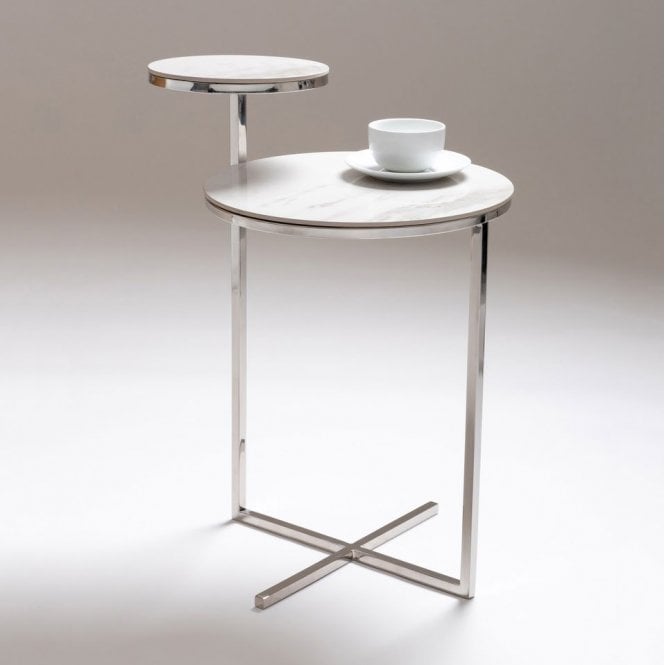 Nord Crew Side Table - Stainless Steel & Marble Effect