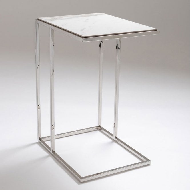 Nord Dakota Side Table - Stainless Steel & Marble Effect