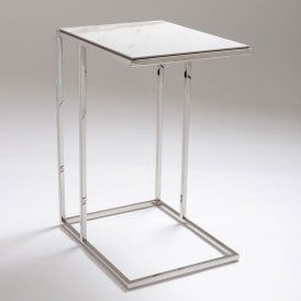 Dakota Side Table - Stainless Steel & Marble Effect